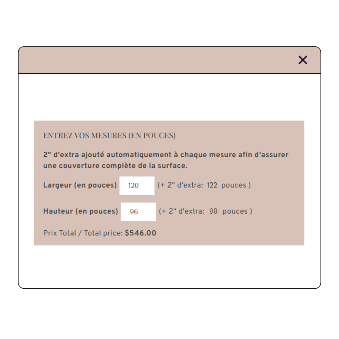Illustration of the measurement form.