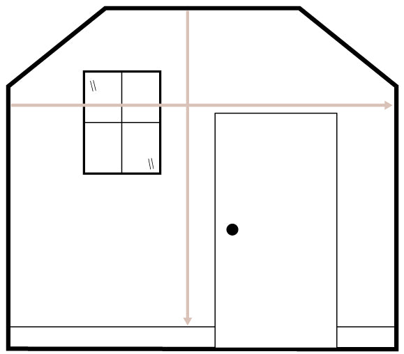 Diagram illustrating how to measure a wall for a mural or wallpaper.